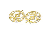 Brass Moon Charm, 4 Raw Brass Crescent Moon And Pole Star Shaped Charms With 1 Loop (41x35x0.80mm) SMP0018 A2614
