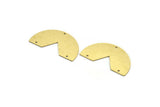 Semi Circle Charm, 4 Raw Brass Half Moon Charms With 3 Holes, Necklace Findings, Connectors (20x36x0.60mm) SMP0022