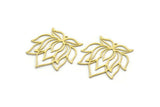 Brass Flower Charm, 8 Raw Brass Lotus Flower Charms With 1 Loop, Findings (36x35x0.60mm) SMP0023 A3364