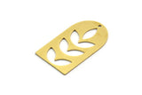 Brass D Shaped Charm, 8 Raw Brass D Shaped And Leaf Patterned Charms With 1 Hole, Earrings, Findings (30x17x0.60mm) SMP0029 A3677