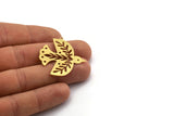 Brass Bird Charm, 4 Raw Brass Bird Shaped Charms With 1 Loop, Leaf Charms (37x35x0.60mm) SMP0071 A3942