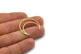 Brass Moon Charm, 24 Raw Brass Crescent Moon Charms With 1 Loop (30x10x0.80mm) SMP0072 A6282