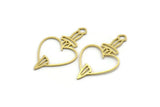 Brass Heart Charm, 24 Raw Brass Heart And Sword Shaped Charms With 1 Loop, Findings, Pendants (32x18x0.60mm) SMP0088 A6378