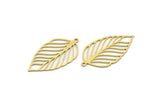 Brass Leaf Charm, 12 Raw Brass Leaf Charms With 1 Loop, Charm Pendants (32x17.5x0.60mm) SMP0089 A6882