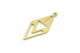 Brass Diamond Charm, 24 Raw Brass Diamond Shaped Charms With 1 Loop, Findings (27x12x0.60mm) SMP0091