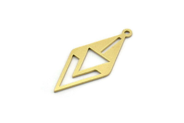 Brass Diamond Charm, 24 Raw Brass Diamond Shaped Charms With 1 Loop, Findings (27x12x0.60mm) SMP0091