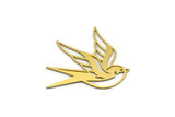 Brass Bird Charm, 6 Raw Brass Swallow Bird Shaped Charms, Findings (37x37x0.60mm) SMP0114 A5283