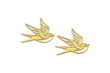 Brass Bird Charm, 6 Raw Brass Swallow Bird Shaped Charms, Findings (37x37x0.60mm) SMP0114 A5283