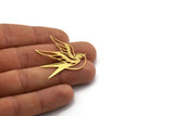 Brass Bird Charm, 6 Raw Brass Swallow Bird Shaped Charms, Findings (37x37x0.60mm) SMP0114 A5283