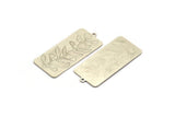 Silver Flower Charm, 2 Antique Silver Plated Brass Flower Patterned Rectangle Shaped Charms With 1 Loop, Findings (39x17x0.60mm) A4566