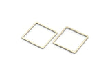 Silver Square Charm, 24 Antique Silver Plated Brass Square Connectors (18mm) Bs-1120