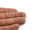 Silver Square Charm, 24 Antique Silver Plated Brass Square Connectors (18mm) Bs-1120