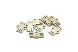 Silver Ethnic Charm, 50 Antique Silver Plated Brass Ethnic Motif Charms With 2 Loops, Earring Charms, Connectors (11x7x0.60mm) A4091