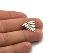 Silver Leaf Charm, 10 Antique Silver Plated Brass Acacia Leaf Charms With 1 Loop, Findings (21x20x0.60mm) A4353 H0340