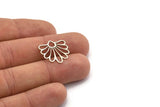 Silver Flower Charm, 24 Antique Silver Plated Brass Flower Charms, Charm Pendants, Findings (19x19x0.60mm) A4943 Q0681