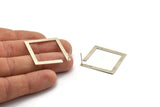 Silver Square Earring, 2 Antique Silver Plated Brass Square Earring Posts, Pendants, Findings (30x30x3x0.5mm) E326