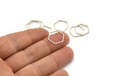 Hexagon Ring Charm, 24 Antique Silver Plated Brass Hexagon Shaped Ring Charms (14x0.6x0.8mm) Bs 1236