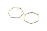 Silver Hexagon Charm, 24 Antique Silver Plated Brass Hexagon Rings (22x1mm) Bs 1226