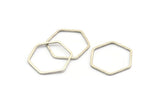 Silver Hexagon Charm, 24 Antique Silver Plated Brass Hexagon Rings (22x1mm) Bs 1226