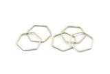 Silver Hexagon Charm, 24 Antique Silver Plated Brass Hexagon Rings (22x1mm) Bs 1226
