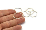 Silver Hexagon Charm, 24 Antique Silver Plated Brass Hexagon Rings (22x1mm) Bs 1226