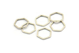 Silver Hexagon Charm, 25 Antique Silver Plated Brass Hexagon Shaped Ring Charms ( (12x1mm) Bs 1221