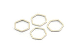Silver Hexagon Ring, 24 Antique Silver Plated Brass Hexagon Rings (14x1mm)  BS 1222