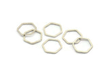 Silver Hexagon Ring, 24 Antique Silver Plated Brass Hexagon Rings (14x1mm)  BS 1222