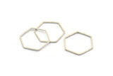 Hexagon Ring Charm, 24 Antique Silver Plated Brass Hexagon Shaped Ring Charms (18x0.6x0.9mm) Bs 1203