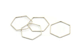 Hexagon Ring Charm, 12 Antique Silver Plated Brass Hexagon Shaped Ring Charms (25x0.6x0.9mm) BS 1206