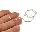 Hexagon Ring Charm, 12 Antique Silver Plated Brass Hexagon Shaped Ring Charms (25x0.6x0.9mm) BS 1206