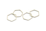 Silver Hexagon Charm, 25 Antique Silver Plated Brass Hexagon Ring Charms (16x0.8mm) BS 1202