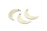 Silver Moon Charm, 6 Antique Silver Plated Brass Crescent Moon Charms With 1 Hole (21x6x1mm) D1077