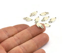 Silver Hand Charm, 6 Antique Silver Plated Brass Hand Shaped Charms With 1 Loop, Pendants, Earring Findings (15x7x1.2mm) N1900