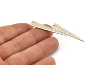 Silver Triangle Charm, 6 Textured Antique Silver Plated Brass Triangle Charms With 1 Hole, Findings (40x8x0.80mm) M147 H0861