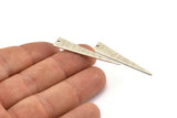 Silver Triangle Charm, 6 Textured Antique Silver Plated Brass Triangle Charms With 1 Hole, Findings (40x8x0.80mm) M147 H0861