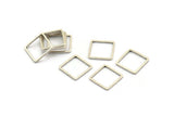 Silver Square Charm, 24 Antique Silver Plated Brass Square Connectors (12mm) Bs-1117