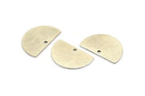 Semi Circle Charm, 6 Antique Silver Plated Brass Half Moon Charms With 1 Hole, Blanks, Stamping Blanks (22x14x0.80mm) M402