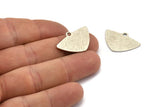 Silver Triangle Charm, 4 Textured Antique Silver Plated Brass Triangle Charms With 1 hole, Pendants, Earrings (25x17x0.80mm) D1571