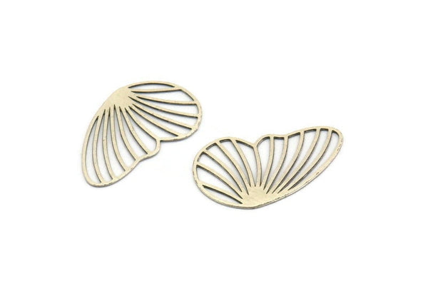 Silver Wing Charm, 12 Antique Silver Plated Brass Wing Charms, Earrings, Findings (19x12x0.30mm) F114