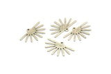 Silver Sun Charm, 12 Textured Antique Silver Plated Brass Sun Charms With 1 Loop (25x16x0.70mm) M01399