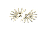 Silver Sun Charm, 12 Textured Antique Silver Plated Brass Sun Charms With 1 Loop (25x16x0.70mm) M01403