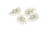 Silver Sun Charm, 12 Textured Antique Silver Plated Brass Sun Charms With 1 Loop (25x16x0.70mm) M01403