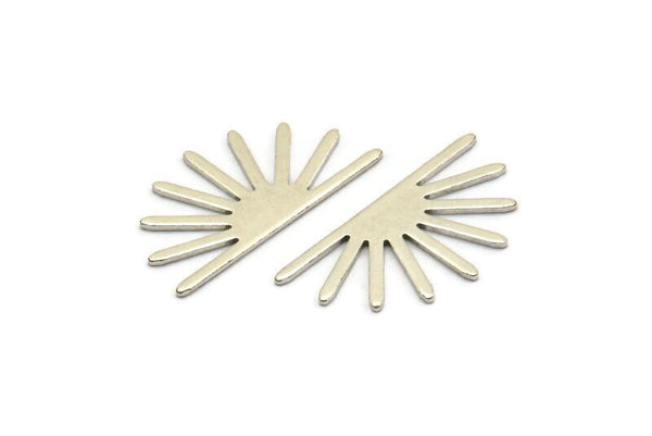 Silver Sun Blank, 12 Antique Silver Plated Brass Sun Blanks, Findings (25x13x0.70mm) M01395