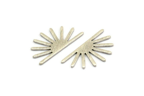 Silver Sun Blank, 12 Textured Antique Silver Plated Brass Sun Blanks, Findings (25x13x0.70mm) M01398