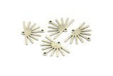 Silver Sun Charm, 12 Textured Antique Silver Plated Brass Sun Charms With 2 Loops (25x17x0.70mm) M01400