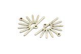 Silver Sun Charm, 12 Textured Antique Silver Plated Brass Sun Charms With 2 Loops (25x17x0.70mm) M01401