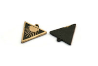 Brass Triangle Charm, Raw Brass Triangle Charm With 1 Loop, Copper Sun Findings, Copper Sun Rising (20x18x1.7mm) N2372
