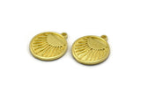 Brass Round Charm, 4 Raw Brass Round Charms With 1 Loop, Sun Findings, Sun Rising Findings (19x16x1.4mm) N2357