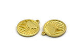 Brass Round Charm, 4 Raw Brass Round Charms With 1 Loop, Sun Findings, Sun Rising Findings (19x16x1.4mm) N2357